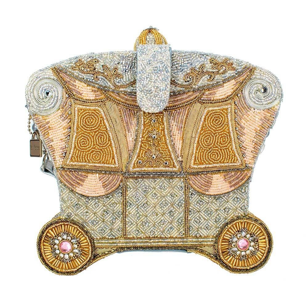 Mary Frances Gold and Silver Carriage Clutch with Crystal Embellishments
